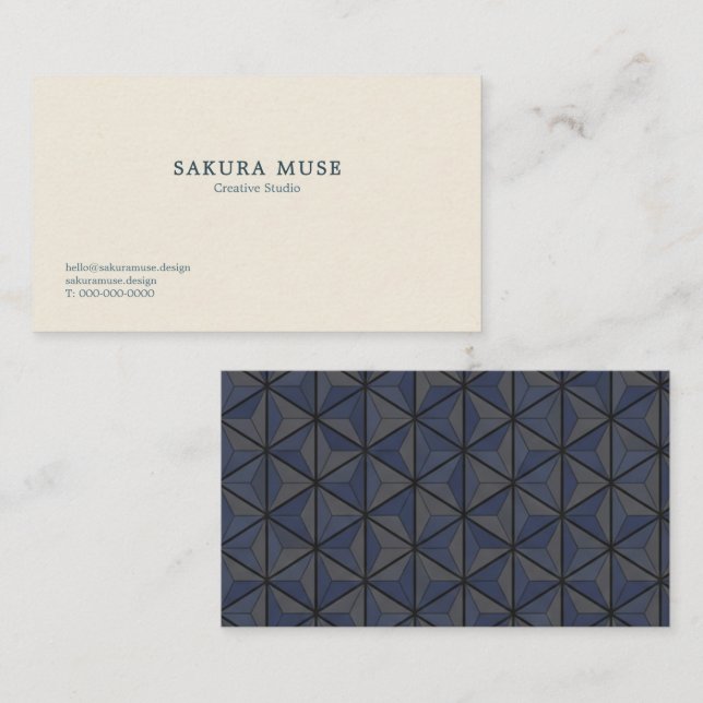 Cartão De Visita Minimalist Geometric Japanese Business Card  (Frente/Verso)