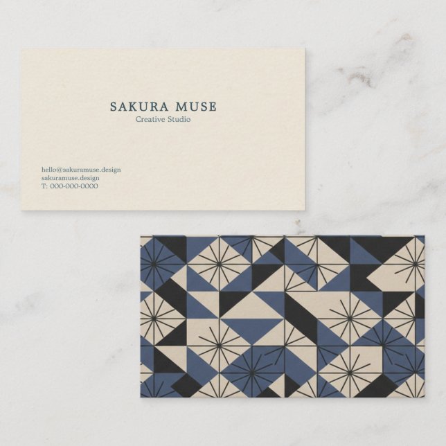 Cartão De Visita Minimalist Geometric Japanese Business Card  (Frente/Verso)