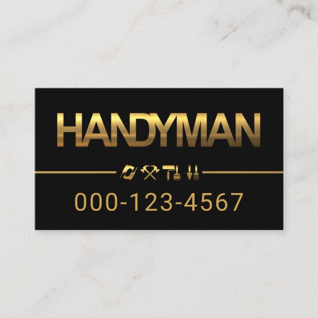 Cartão De Visita Minimalist Gold Handyman Tools Line (Frente)