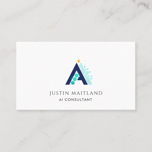 Cartão De Visita Minimalist Modern AI Consultant Business Card (Frente)