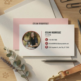 Cartão De Visita Minimalist Paw Print Pet Sitting Photo 