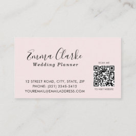 Cartão De Visita Minimalist Pink Wedding Scan Code Business Card