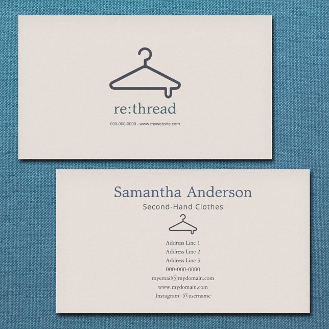 Cartão De Visita Minimalist Second-Hand Clothes (Minimalist Second-Hand Clothes Business Card)