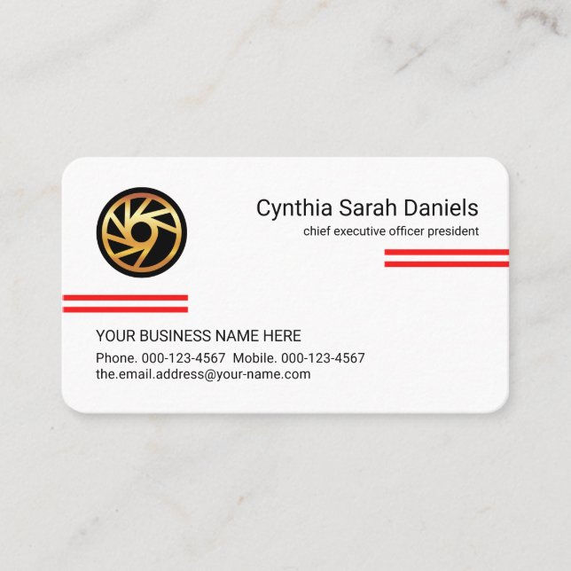 Cartão De Visita Minimalist Simple Red Lines CEO Founder (Frente)