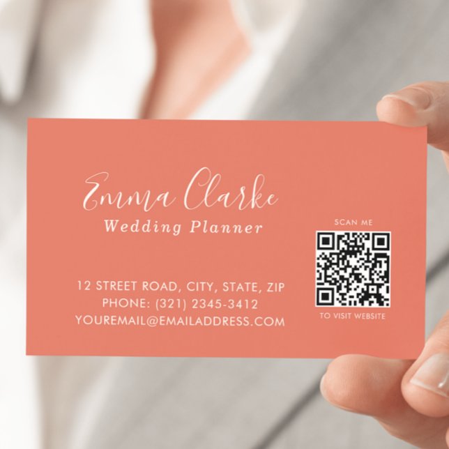 Cartão De Visita Minimalist Terracotta Scan Code Business Card (Criador carregado)