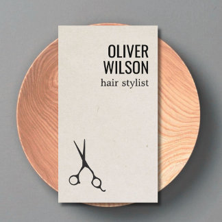 Cartão De Visita Minimalist Texture Beige Black Bold Hair Salon