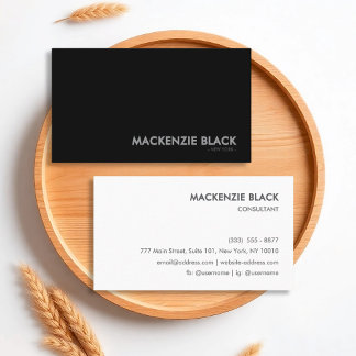 Cartão De Visita Minimalist Two-Tone Black & White Business Card
