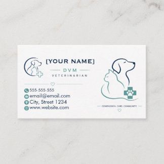 Cartão De Visita Minimalist Veterinarian Business Card 