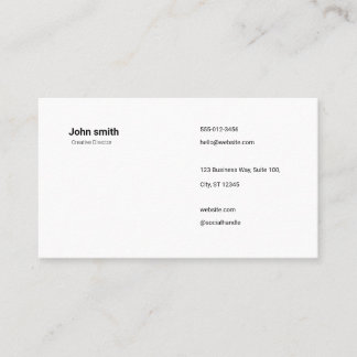 Cartão De Visita Minimalist White Simple Professional Business Card