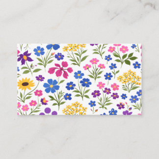 Cartão De Visita Minimalist Wildflower Seamless Pattern on White 