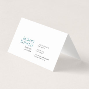 Cartão De Visita Minimalista Azul e Branco Moderno