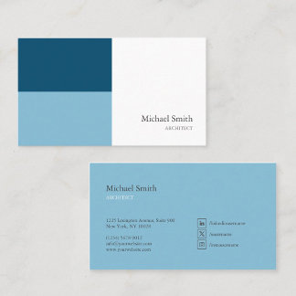 Cartão De Visita minimalista bloques geométricos azul elegante