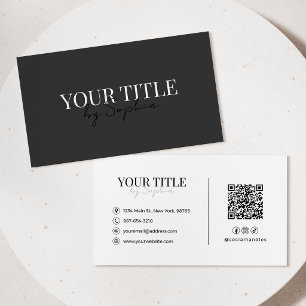 Cartão De Visita Minimalista Código QR Preto e Branco Moderno e Ele