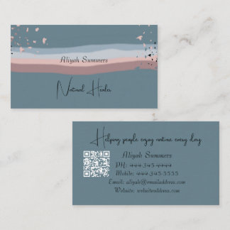 Cartão De Visita Minimalista Colorido Boho Código QR Meditativo