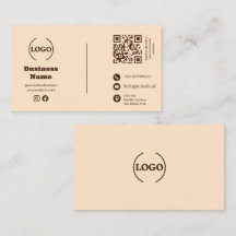 Cartão de Visita Minimalista Creme QR Recompensas