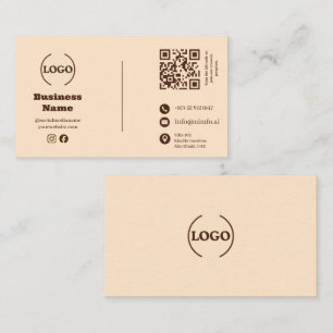 Cartão de Visita Minimalista Creme QR Recompensas