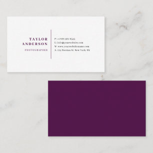 Cartão De Visita Minimalista da Tipografia Purple Modern Serif