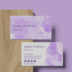 Cartão De Visita Minimalista de Aquarela de lavanda com Script Eleg