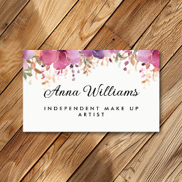 Cartão De Visita Minimalista de Flor Rosa de Cor da Água Moderna