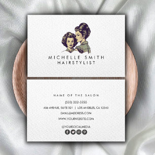 Cartão De Visita Minimalista do Hairstylist da Vintage Preta Modern