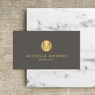 Cartão de visita minimalista Dourado do monograma