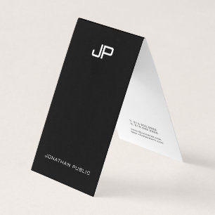 Cartão De Visita Minimalista elegante do monograma moderno preto e