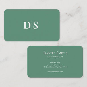 Cartão De Visita Minimalista Elegante Verde Azul Inicial Consultor