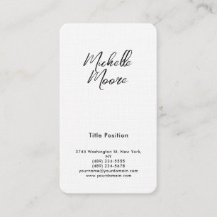 Cartão De Visita Minimalista Linen Black & White, Premium do Luxo