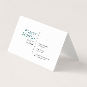 Cartão De Visita Minimalista Linho Premium Azul e Branco Moderno