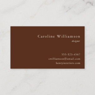 Cartão De Visita Minimalista Marrom Terroso Elegante Profissional