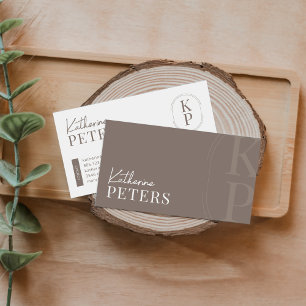Cartão De Visita Minimalista Moderno Boho Taupe Escuro