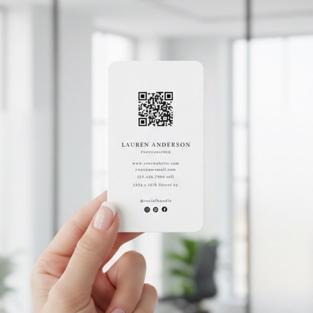 Cartão de Visita Minimalista Moderno com Código QR (Criador carregado)