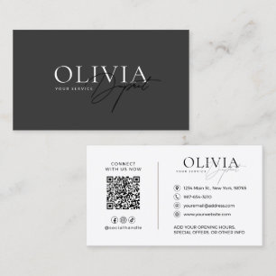 Cartão De Visita Minimalista Moderno Elegante Preto e Branco
