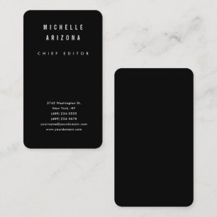 Cartão De Visita Minimalista Moderno Profissional Preto e Branco