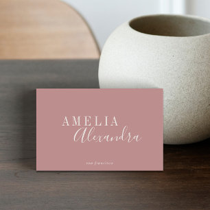 Cartão De Visita Minimalista Moderno Script Rosa Empoeirado Boho Ch