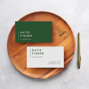 Cartão De Visita Minimalista moderno: Verde e Branco caçador