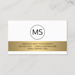 Cartão De Visita Minimalista/Monograma/Metálico de Bar Dourado