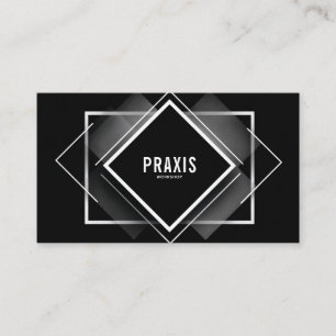 Cartão De Visita Minimalista Preto Branco Geométrico Diamante Moder
