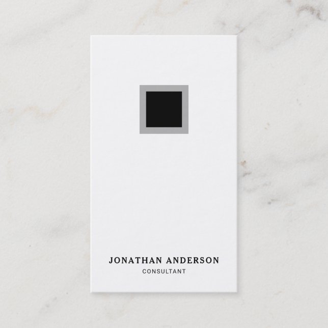 Cartão De Visita Minimalista Preto e Branco Simples Vertical (Frente)