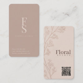 Cartão De Visita Minimalista ramo floral soft blush marfim