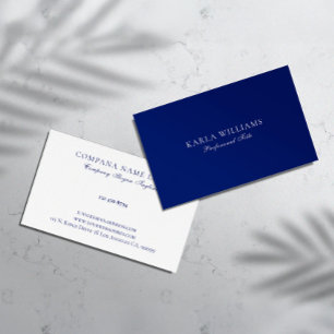 Cartão De Visita Minimalista Reversível Azul-Navy e Branco