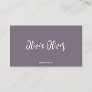 Cartão De Visita Minimalista Roxo Escrito Caligrafia Elegante Moder