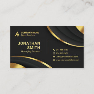Cartão De Visita Minimalista simples, luxo, Premium, preto, ouro