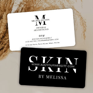 Cartão De Visita Minimalista Simples Preto Estética Spa de Cuidados