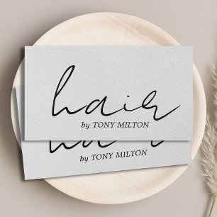 Cartão De Visita Minimalista Textura Elegante Cinza Salão de Cabelo