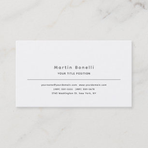 Cartão De Visita Minimalista Único Clássico Simples Preto Branco