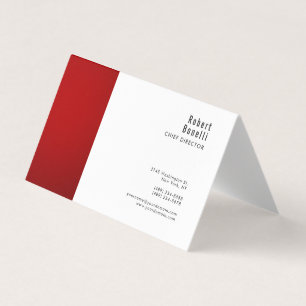 Cartão De Visita Minimalista Vermelho Branco Moderno Tamanho Padrão