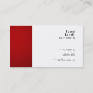 Cartão De Visita Minimalista Vermelho Branco Moderno Tamanho Padrão