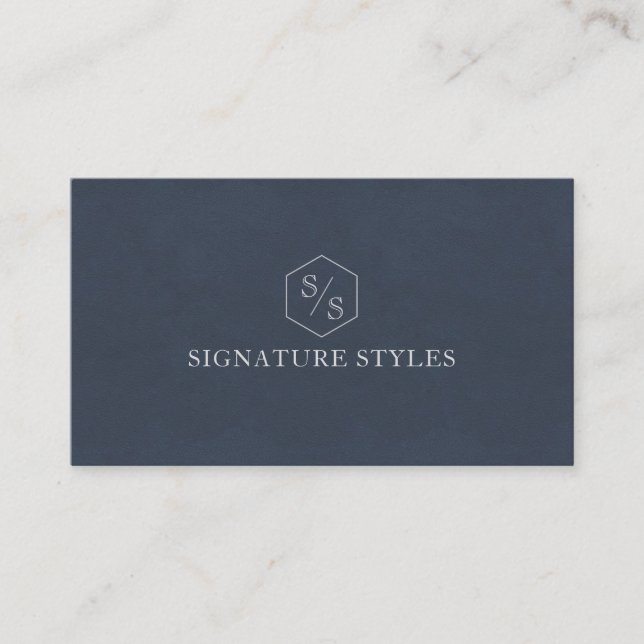 Cartão De Visita Minimalistic Monogram | Midnight Blue (Frente)