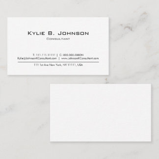 Cartão De Visita Mínimo Branco Moderno Elegante Personalizado